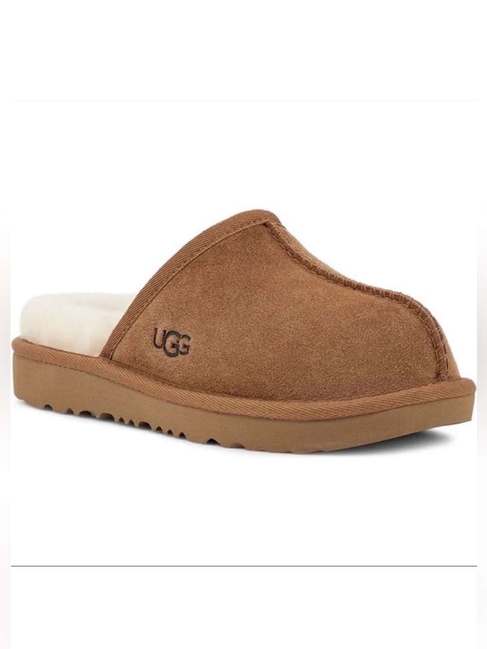 ⚜️NWT UGG Keegan Chestnut Suede Shearling Slide Slippers Little Kids 13 Comfort